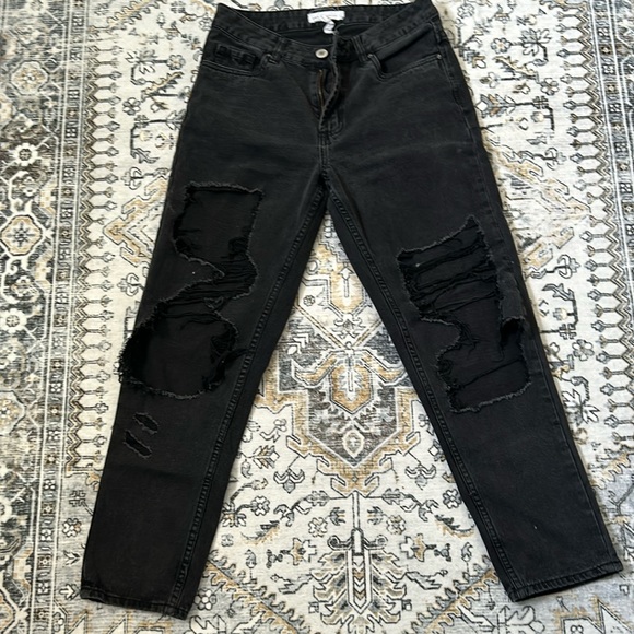 SWS denim co. Black distressed boyfriend fit jeans sz 5 - Picture 1 of 3